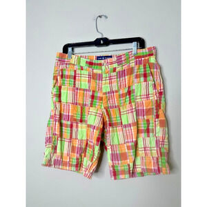 Cape Madras Bermuda Shorts Womens 12 Madras Plaid Patchwork Preppy Golf Casual